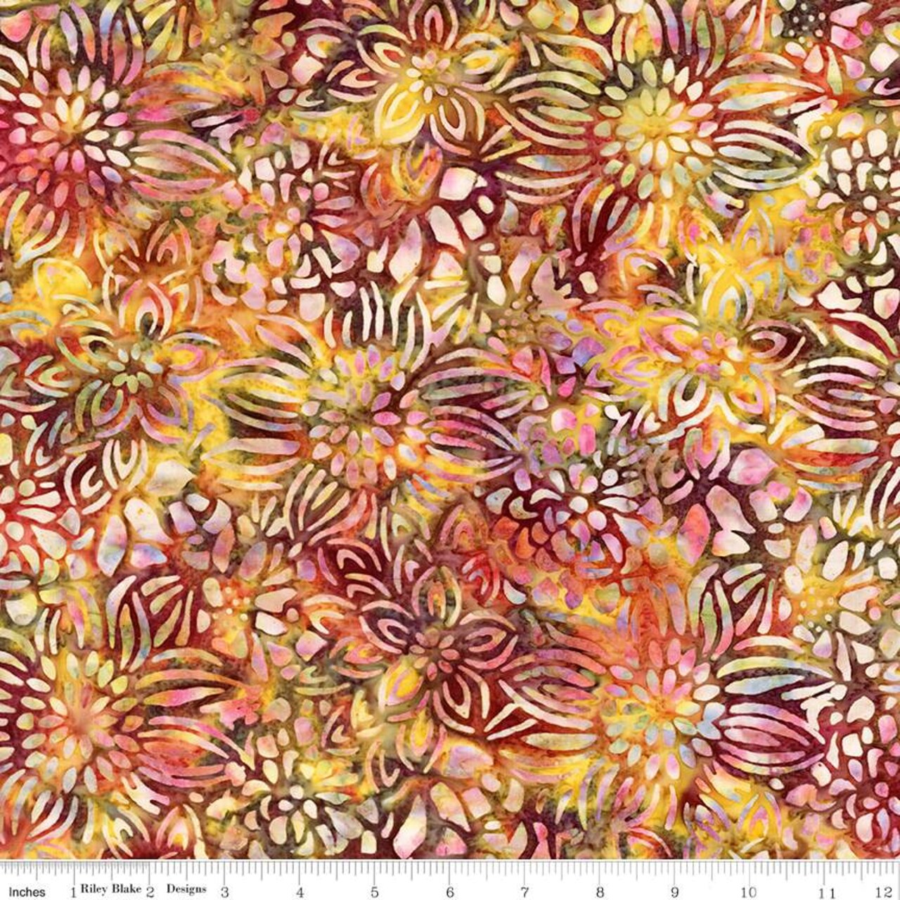 Fabric Riley Blake Golden Moxie Expressions Batiks Floral Reflections by the Quarter Yard BT23182-267